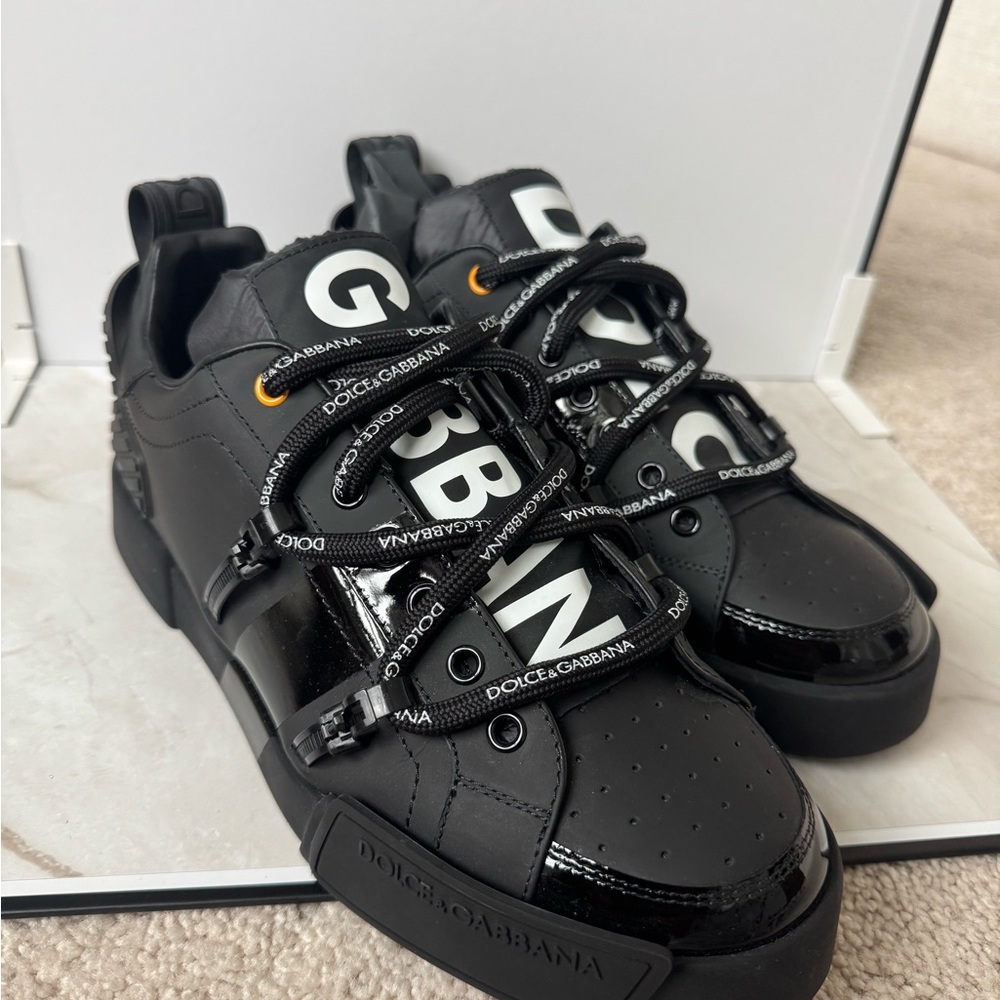 Dolce & Gabbana Glossy Black Sneakers